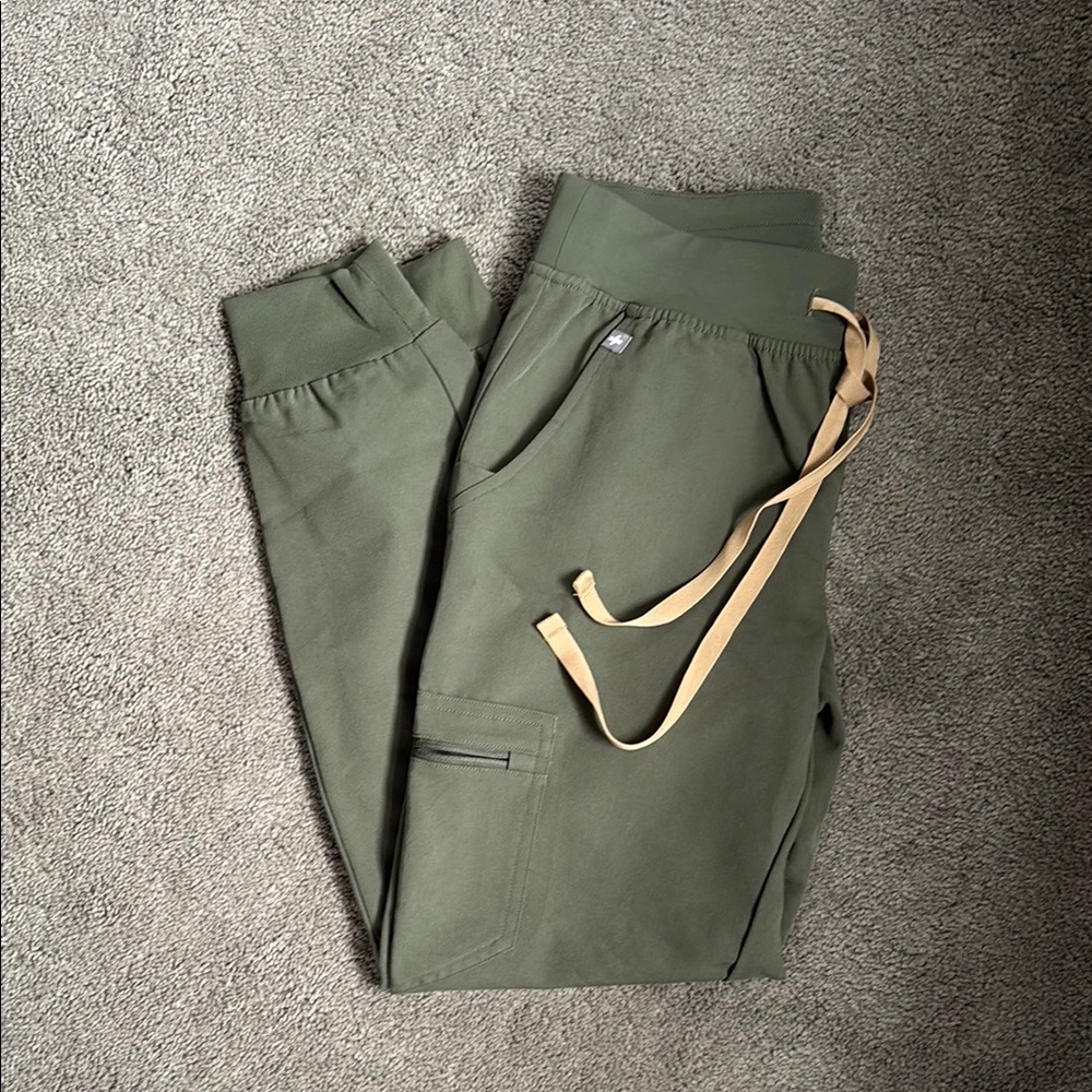 Figs Olive Green Drawstring Cargo Jogger Pants